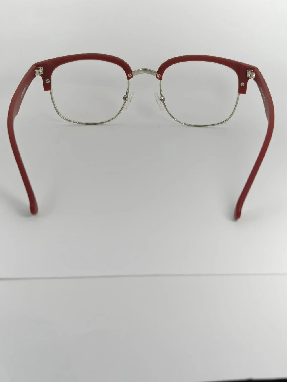 Yokote. Red Half-Rim Women's Eyeglasses - Classic Metal Frame.
